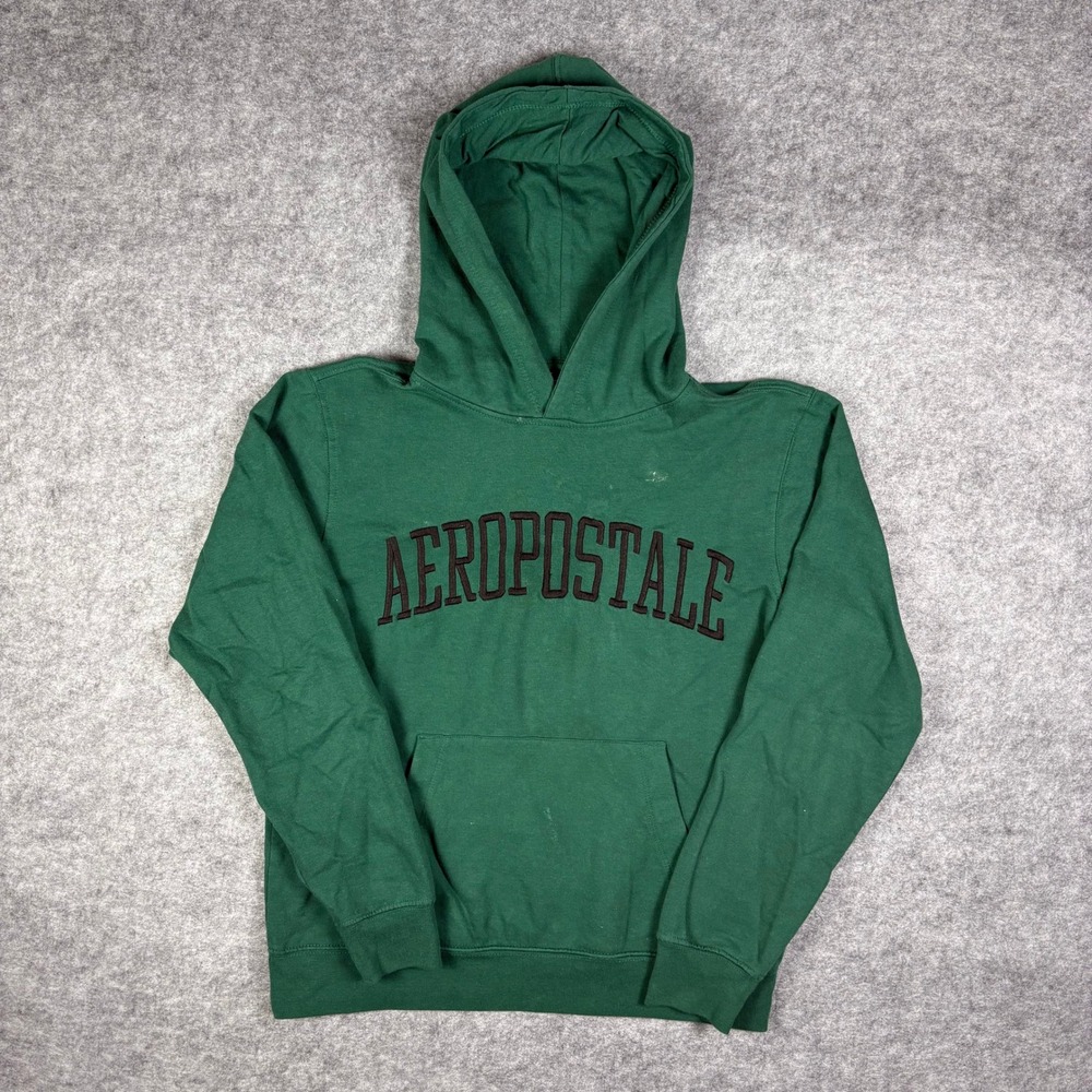 Aeropostale Kids Embroidered Logo Hoodie Forest Green‎ Pullover Sweatshirt 14/16